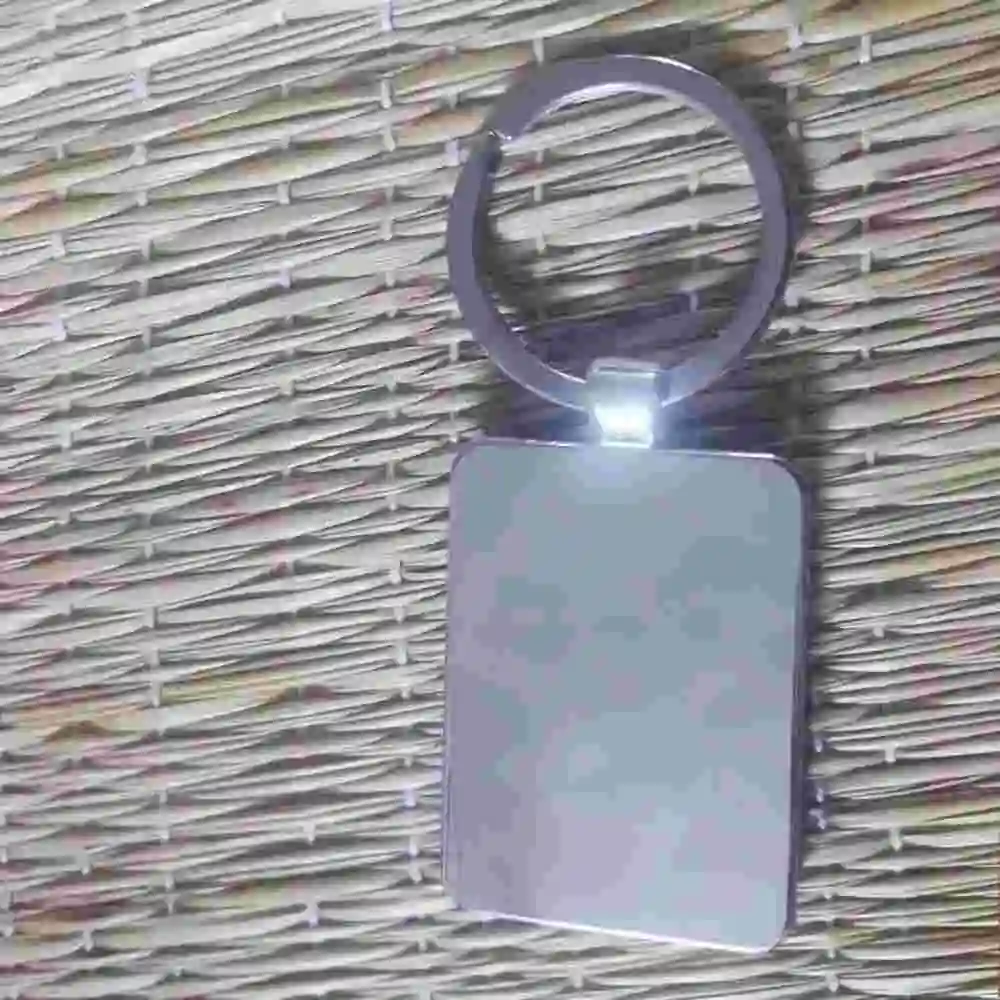 Rectangle Shape Wooden Metal Keychain